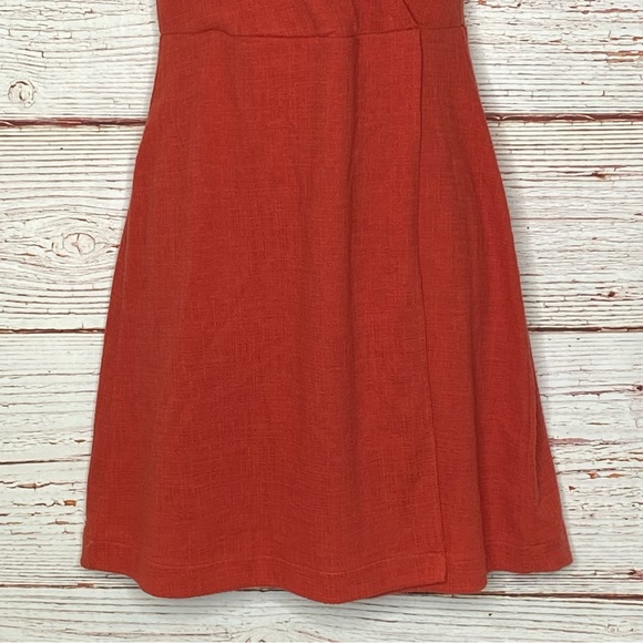 Madewell Cross-Front Flutter-Sleeve Mini Dress In Burnt Orange Sz XXS - Picture 14 of 16